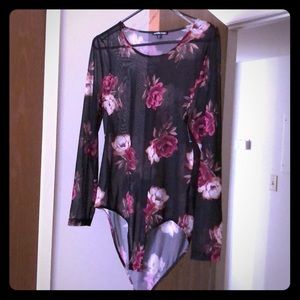 BrAnd New Floral see through bodysuit. Size 1X